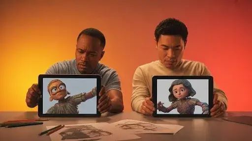 Animators showing their 3D animated characters