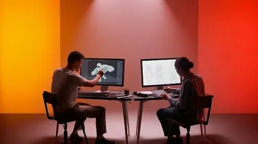 Animators working on 3D animation