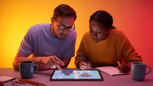Animators working on a 2D explainer video