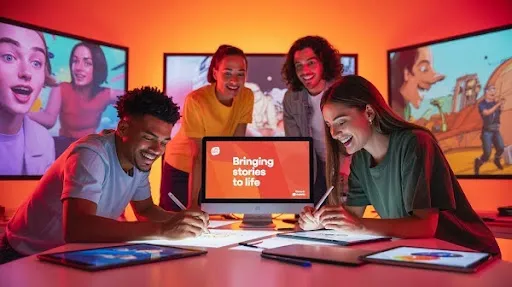 Animators working on animated marketing videos.