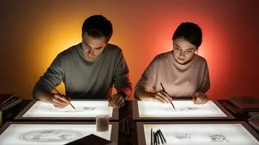 Animators working on arcs in animation