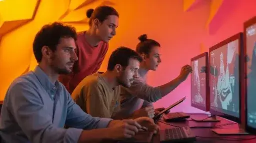 Animators working on different types of motion graphics