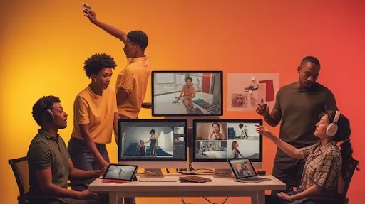 Animators working on different video marketing projects