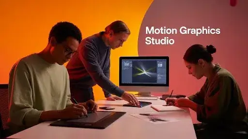 Animators working on motion graphics