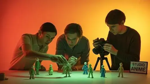 Animators working on stop motion animation