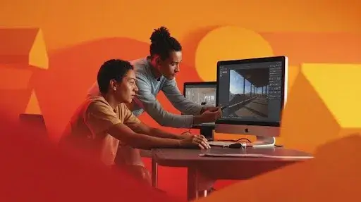 Animators working on the 3D virtual tour process