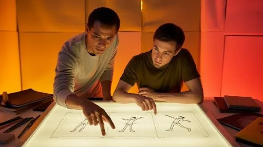 Animators working on the timing in character animation