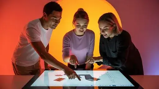 People interacting with a 3D product configurator