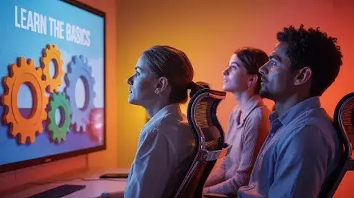 People watching a 2D animated video