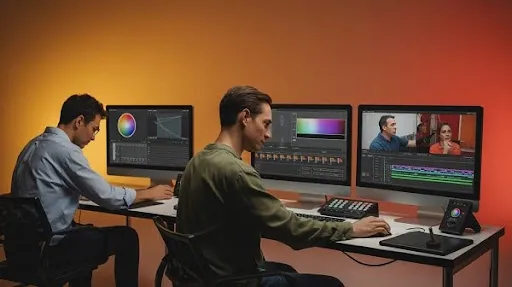 Professionals using different software tools for color correction method