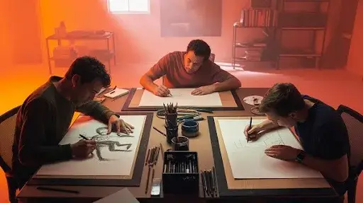 Professionals working on a solid drawing