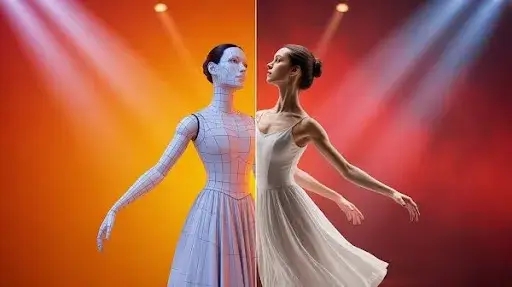 A concept of AI generated and human generated animation