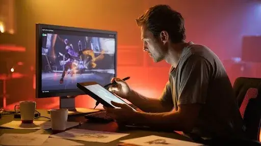 A professional working on VFX in games