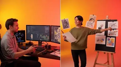 A visual representation of core difference between a game director and a creative director