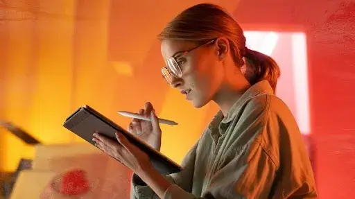 An animator working on real time animation rendering