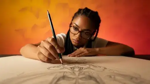 Animator working on a sketch