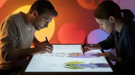 Animators drawing 2D art