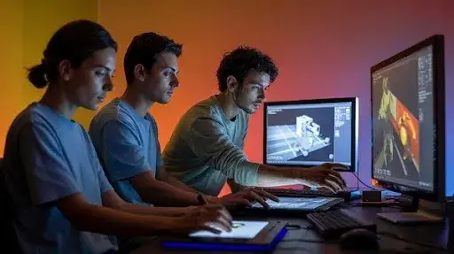 Animators using different animation tools for 3D projection mapping Animators using different animation tools for 3D projection mapping