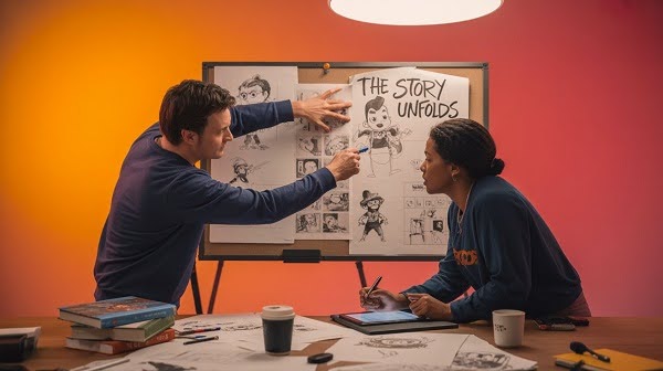 Animators working on storytelling animation