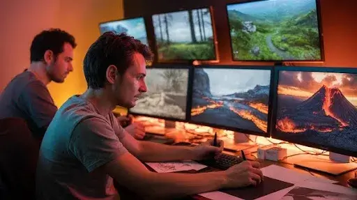 Professionals designing emotionally driven 3D environments