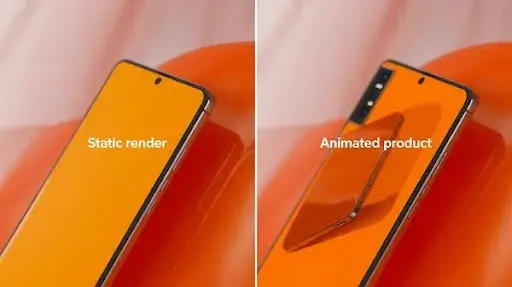 Static render vs animated product render