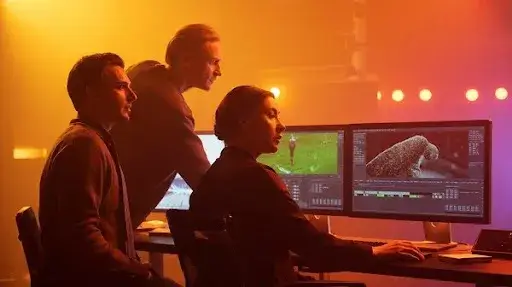 professionals working on a VFX scene