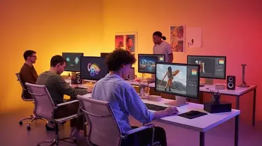 A motion graphics company working on different projects