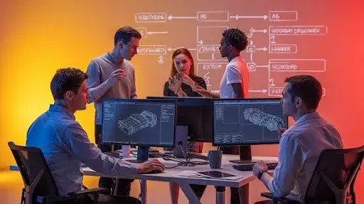 Professionals breaking down the process of modular asset pipelines