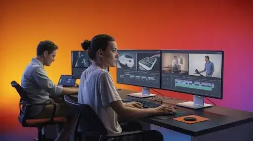 Professionals working on SaaS Videos