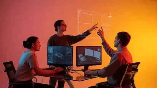 Professionals working on creating augmented reality content