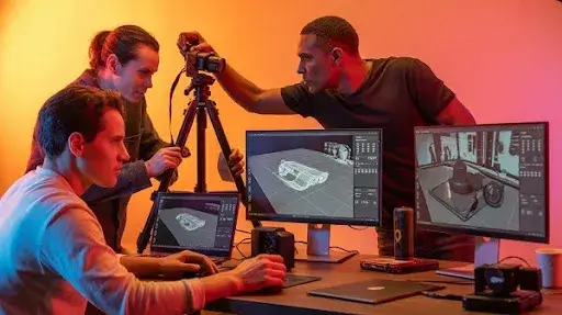 Professionals working on photogrammetry in games