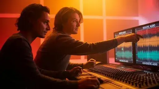 Sound engineers working on diegetic and non diegetic sound