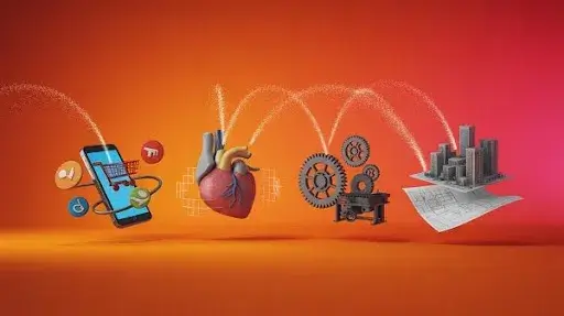 Animated versions of different industries that use 3D motion graphics