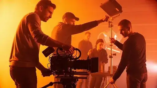 Cinematographers working on different cinematography techniques