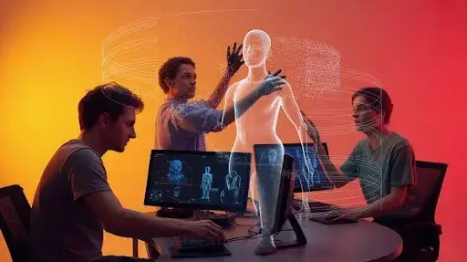 Animators working on 5D animation projects