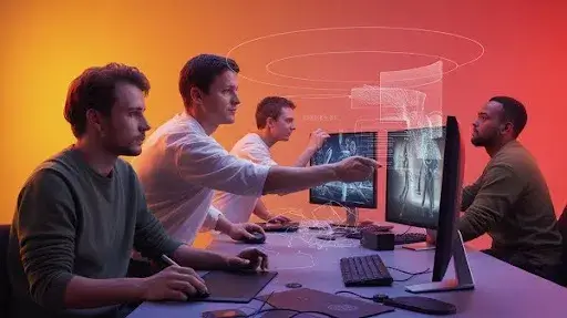 Professionals working on 5D projects