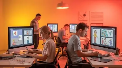 An animation agency working on animated explainer videos