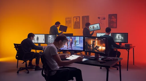 An animation studio working on game trailer animation