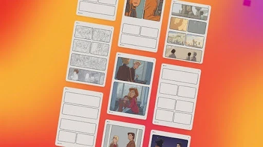 Different variations of storyboard template