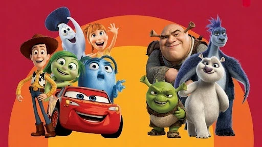 Famous characters of Pixar and DreamWorks