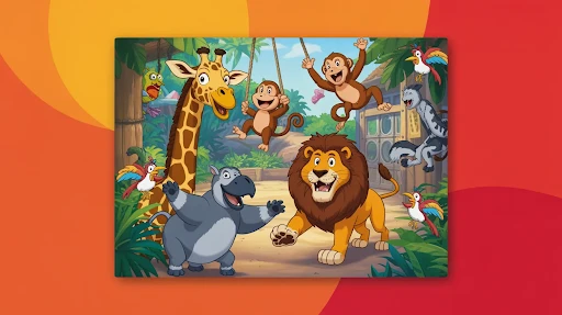 The animated representation of a zoo
