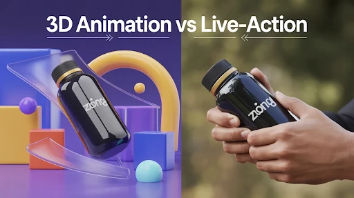 The difference between 3D animation and live-action videos