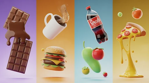 Different types of 3D animation for food and beverages