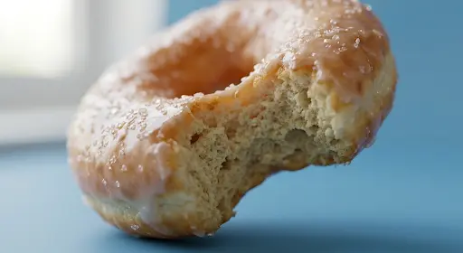  Macro 3D render of a glazed doughnut showing surface texture and crumb detail